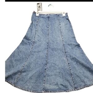 Future Collective Denim Maxi Skirt Blue Wash Size 14 A Line Flared Jean Skirt